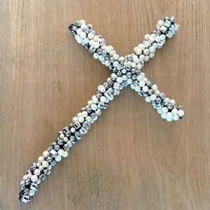 Large Peal & Silver Beaded Cross